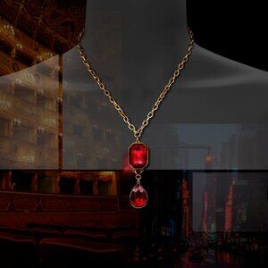 NECKLACE Double Czech Crystal Pendant